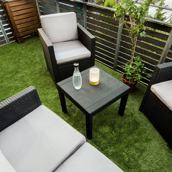 Beautiful balcony decorated with 45mm Missouri artificial grass